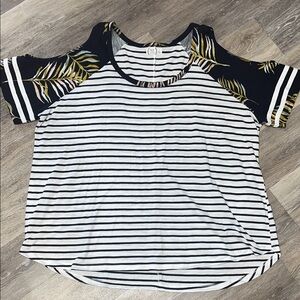 Maurices 3X Women’s Black & White Striped Cold-Shoulder Top, #boho #plus